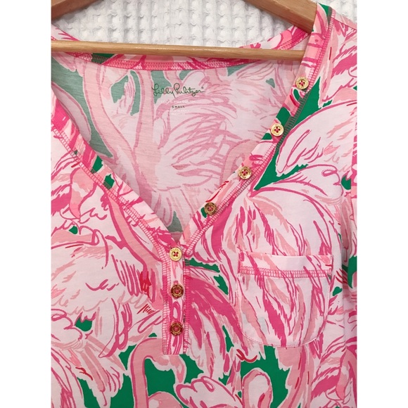 EUC Lilly Pulitzer v neck flamingo Palmetto dress - Picture 2 of 7